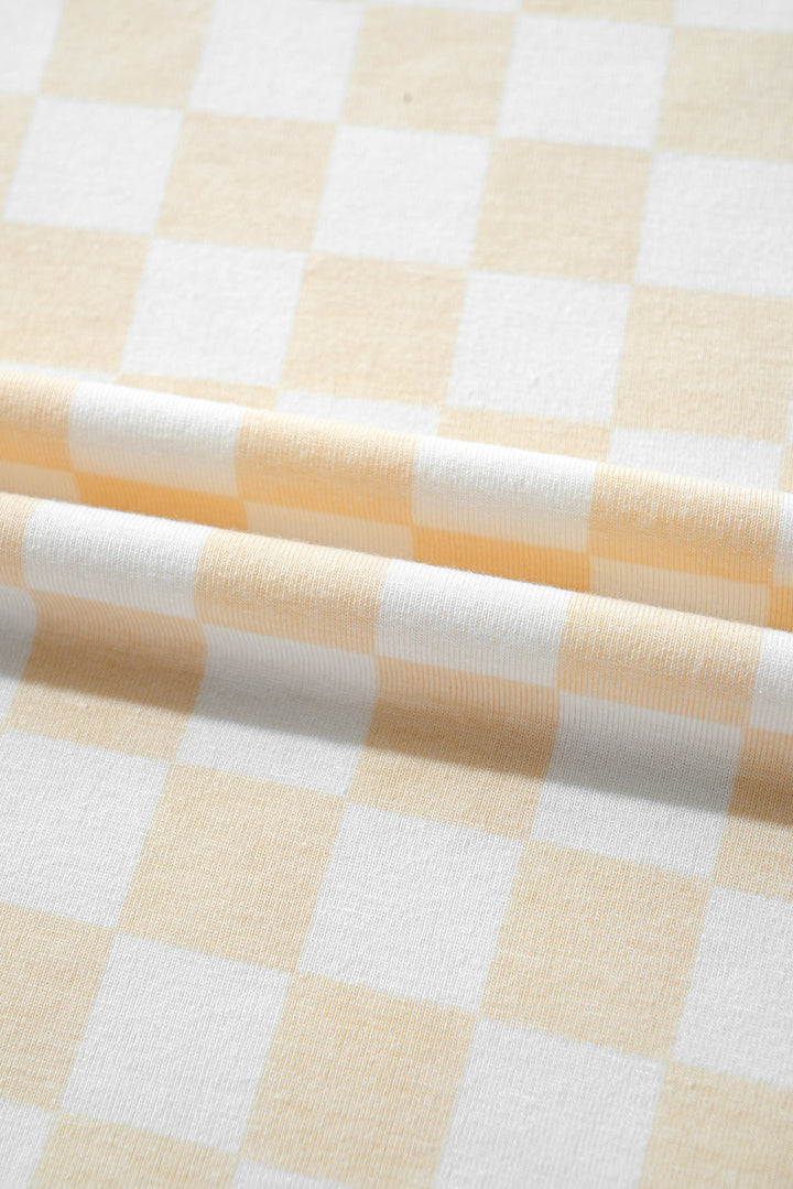 checkered print long sleeve top and pants lounge set 1