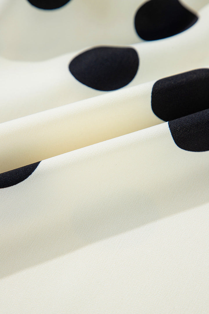 Polka Dot Printed Surplice V Neck Puff Sleeve Mini Dress