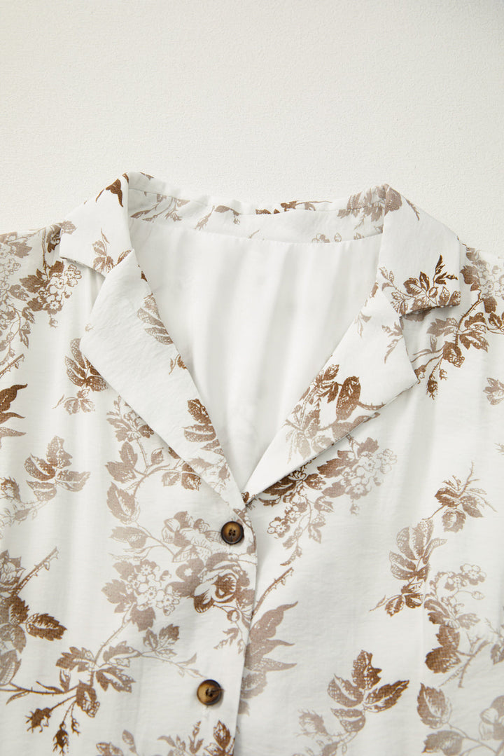 floral puff sleeve v neck buttoned front maxi dress