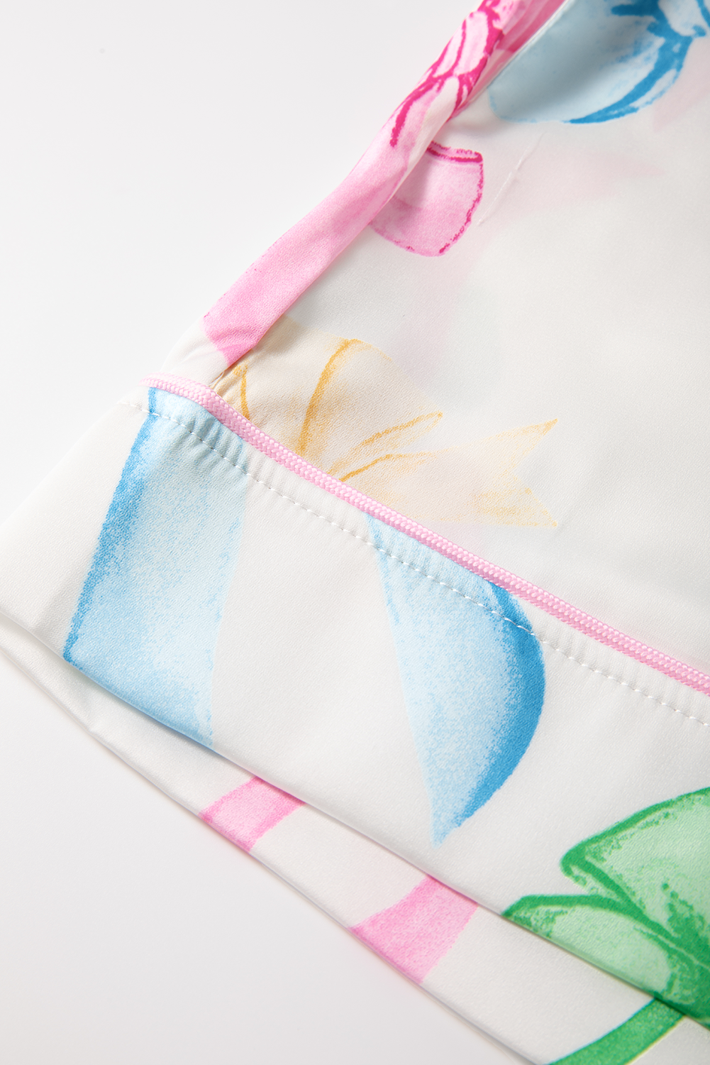 bowknot print buttoned shirt high waist shorts pajama set