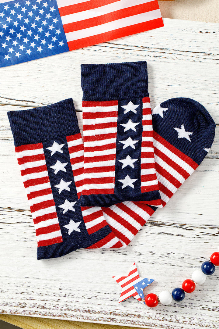 Crew-Socken mit Streifen und Sternen im amerikanischen Stil