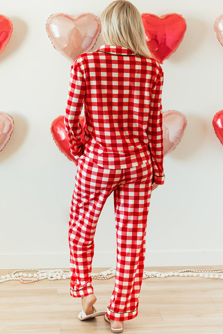 christmas plaid print shirt and pants pajama set