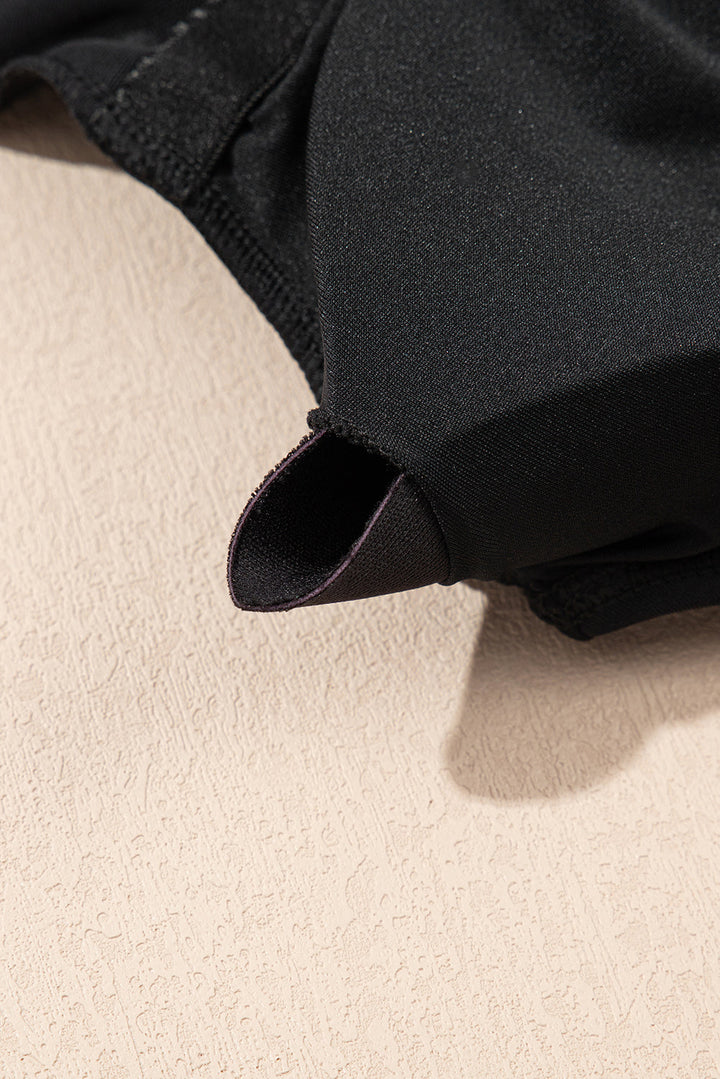 solid criss cross backless square neck one piece swimsuit