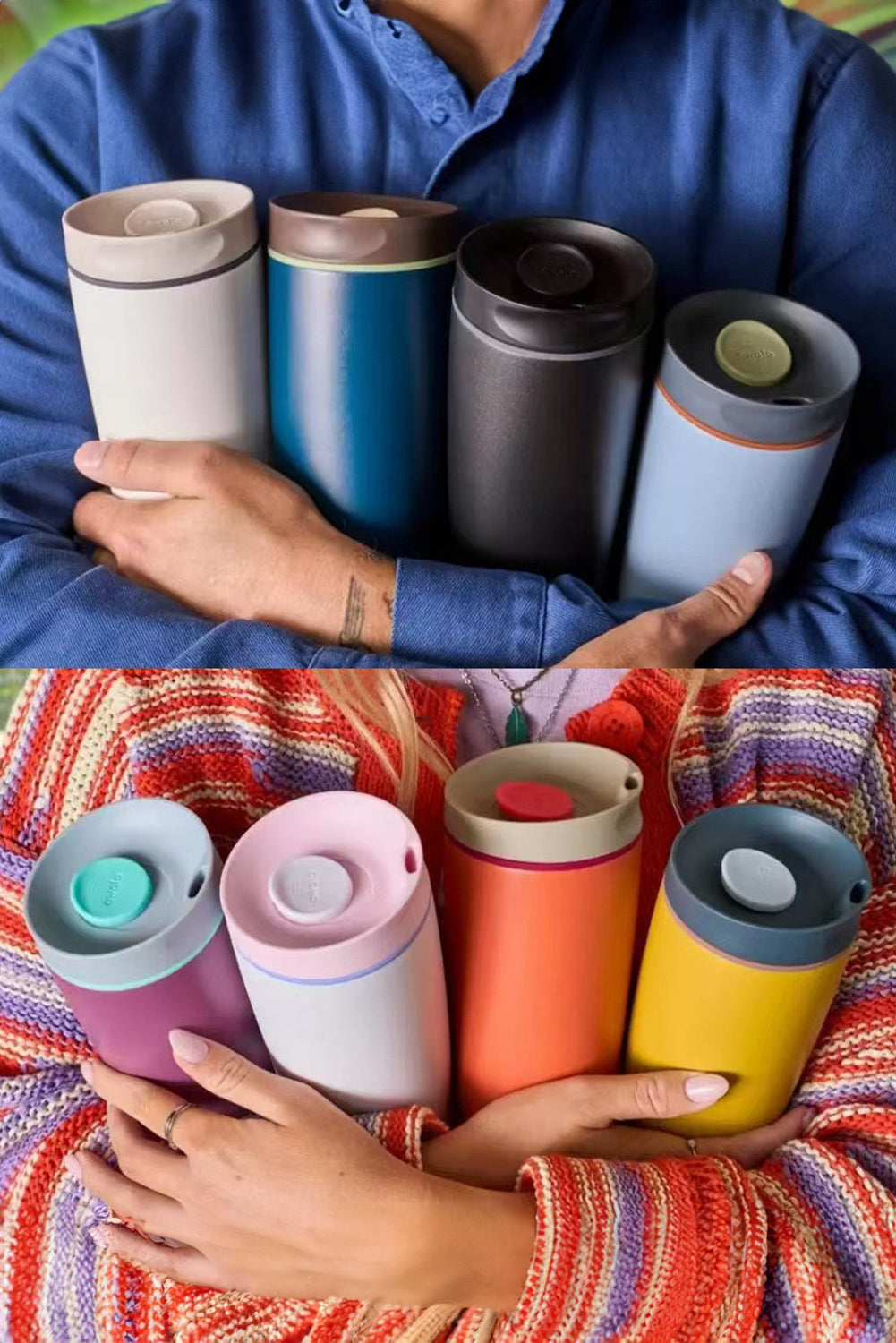 Lot de 2 tasses à café portables sous vide en acier inoxydable 12/20 oz