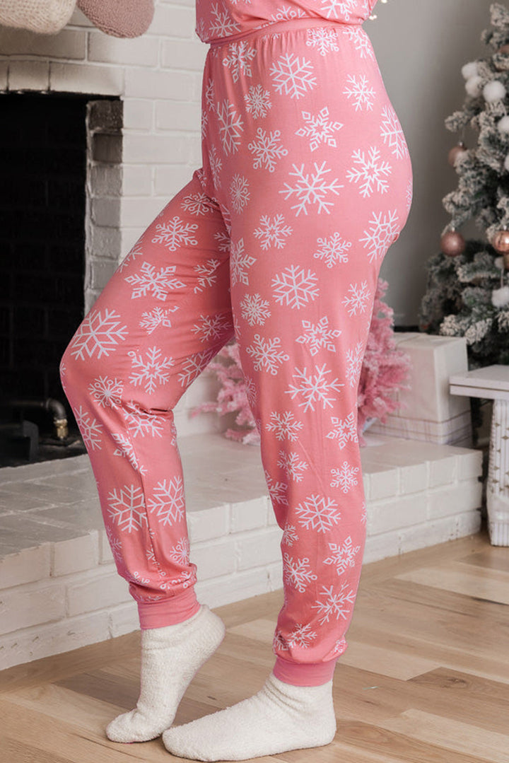 christmas snowflake print two piece loungewear