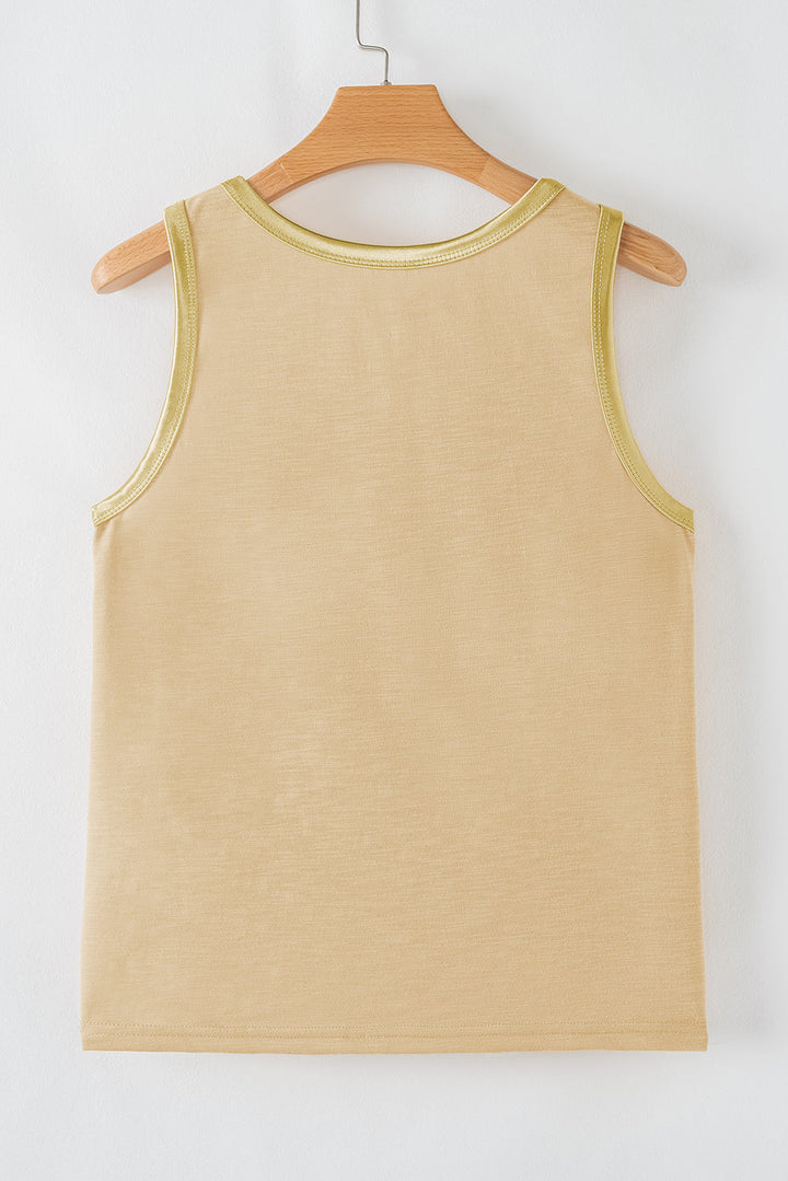 metallic sheen edge scoop neck tank top