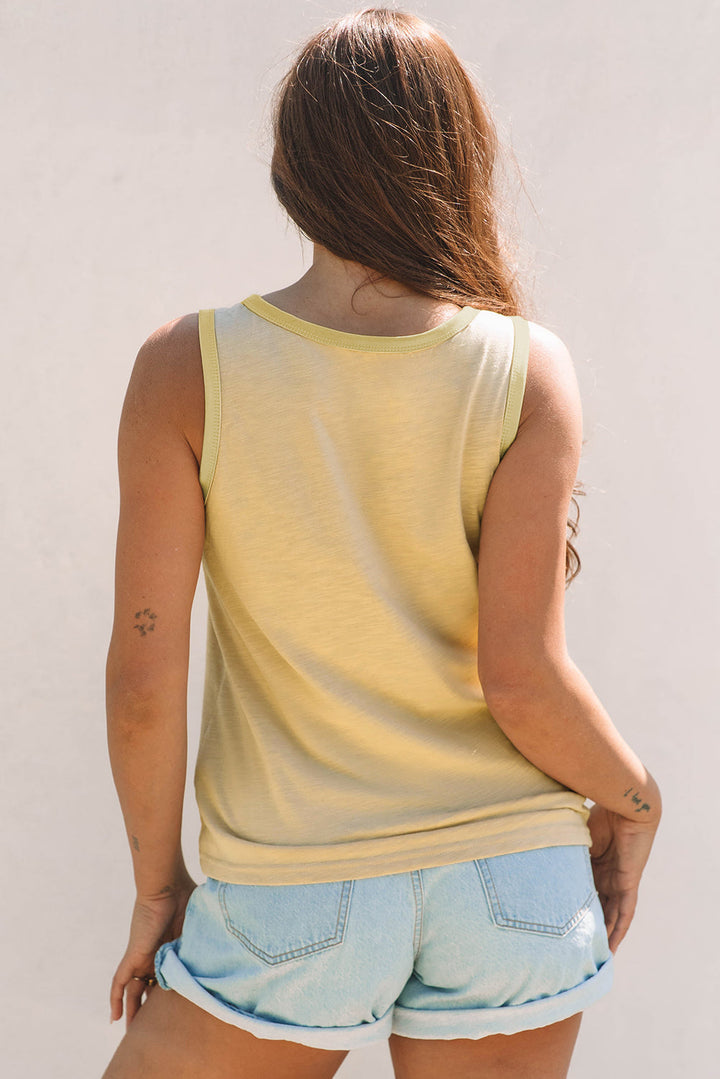 metallic sheen edge scoop neck tank top