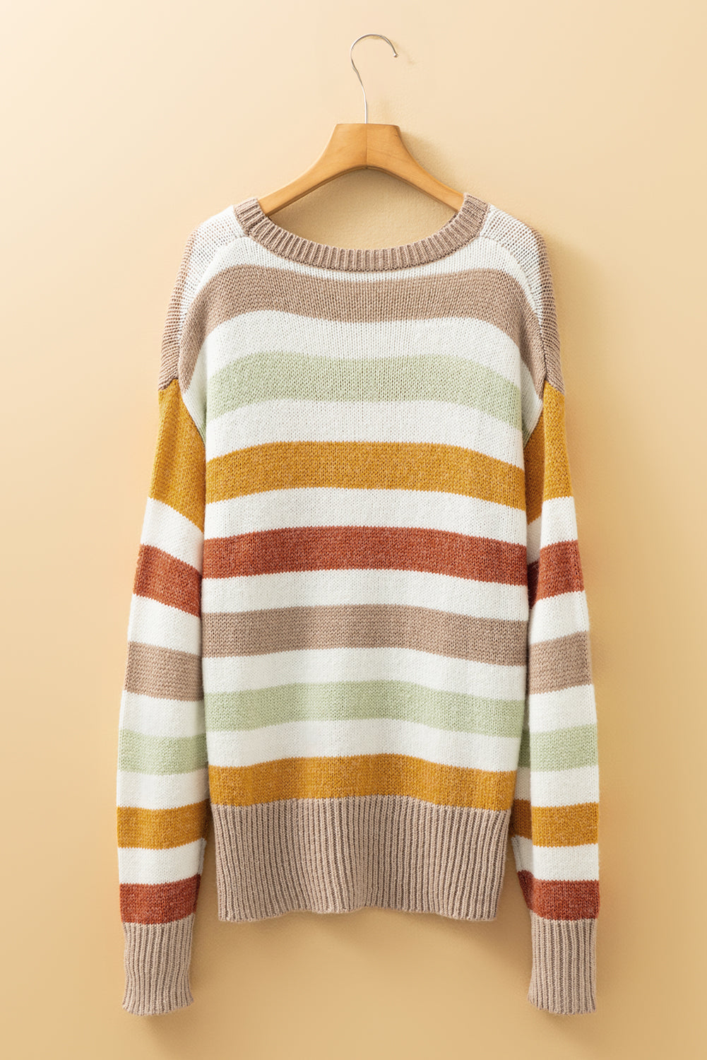 Stripe Drop Shoulder Crew Neck Sweater