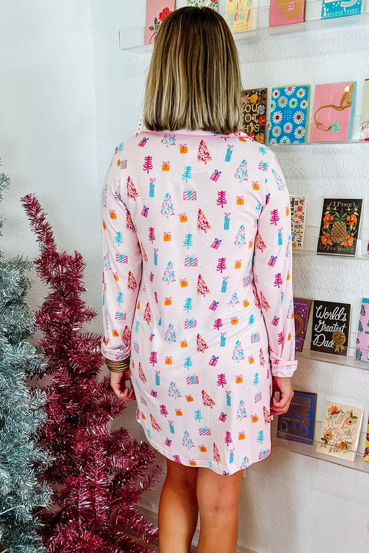 christmas twinkle tree print shirt sleep dress
