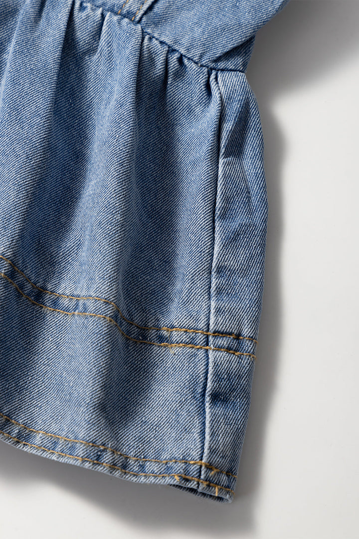 Lapel Denim Babydoll Top