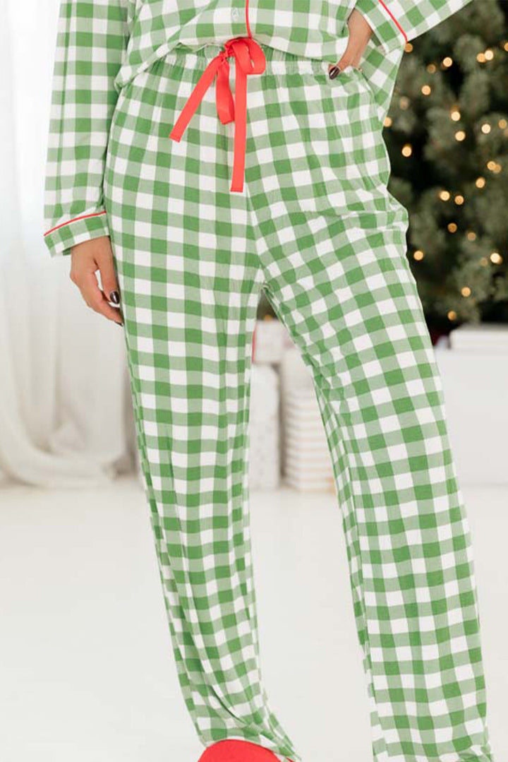 christmas plaid print shirt and pants pajama set 1