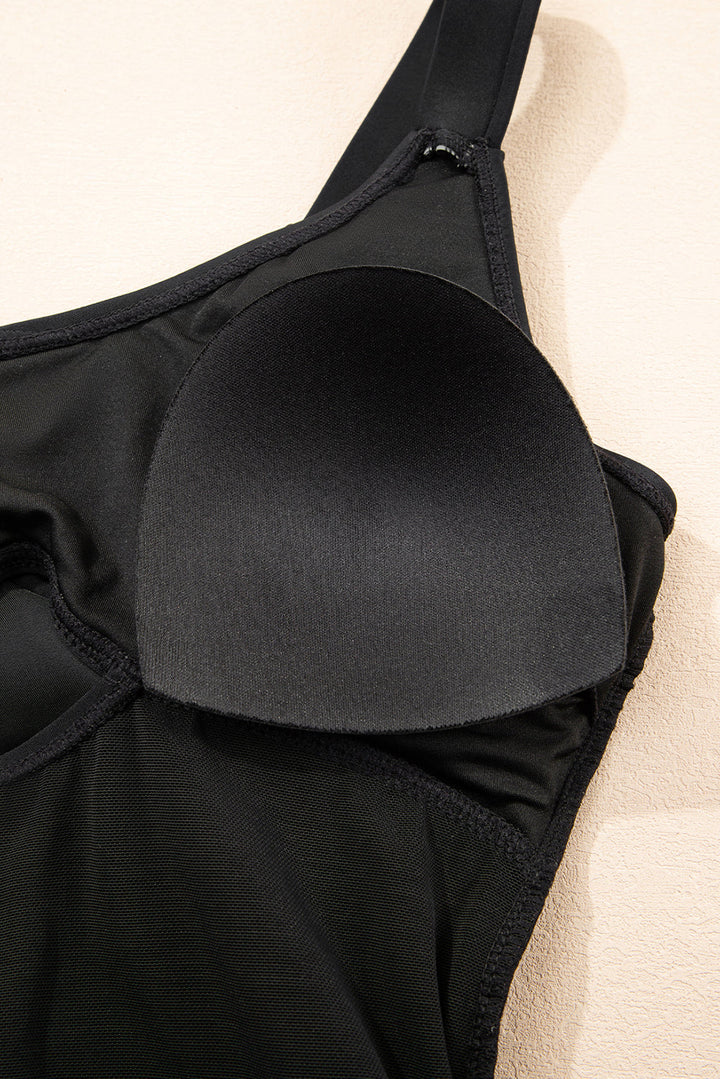 adjustable straps cutout ruched knot slit one piece swim dress 1