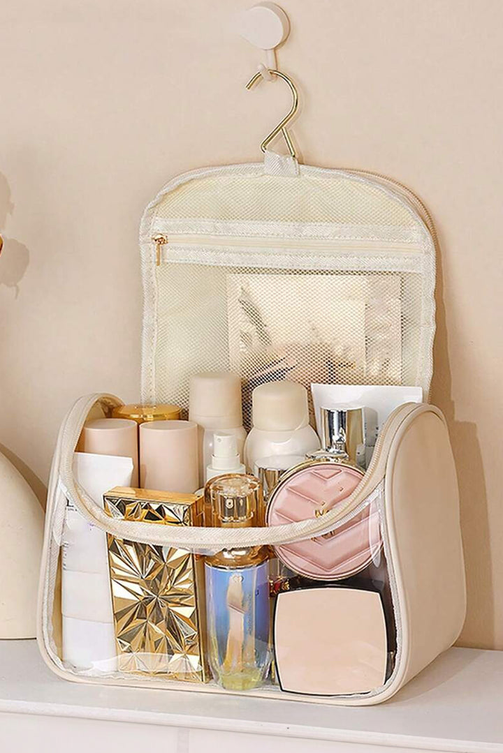 Trousse de maquillage transparente avec poignée imprimée TASTY et poche intérieure