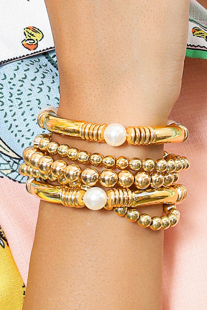 5-teiliges Armbandset mit Perlen