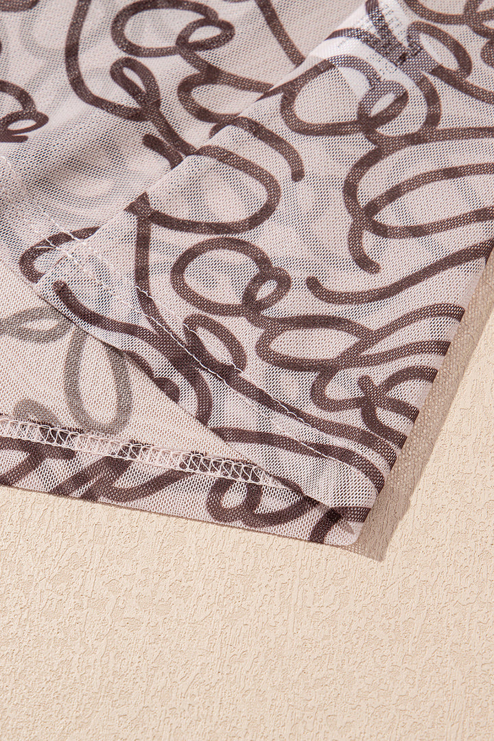 rodeo print round neck slim fit mesh t shirt