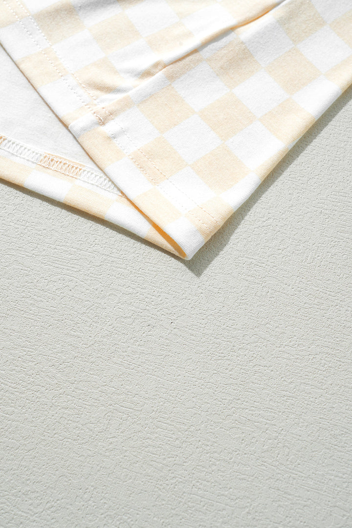 checkered print long sleeve top and pants lounge set 1