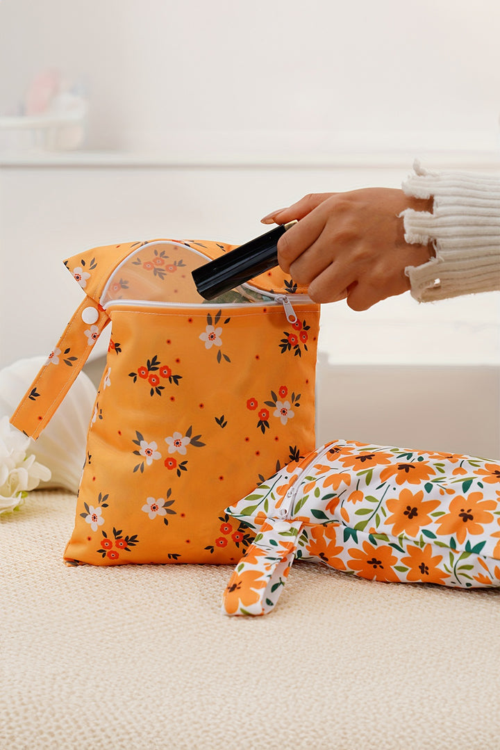 2 Stücke Canvas Tasche mit Blumenmuster und Reißverschluss