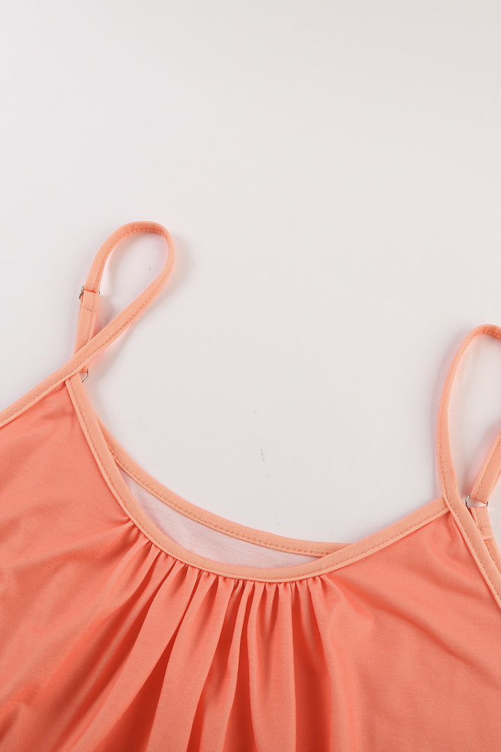 Summer Orange Ombre Tie-dye Sleeveless Flowy Dress