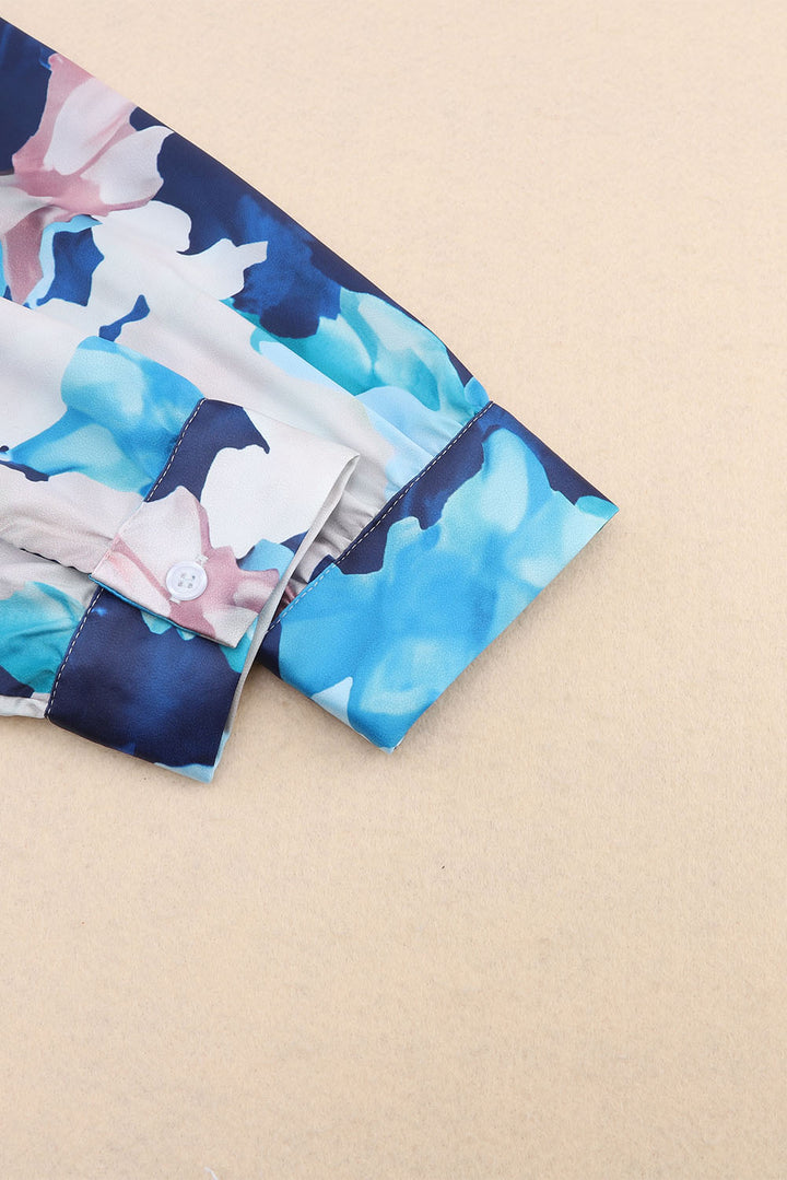 Langärmliges Kleid mit Rüschen und abstraktem Blumenmuster