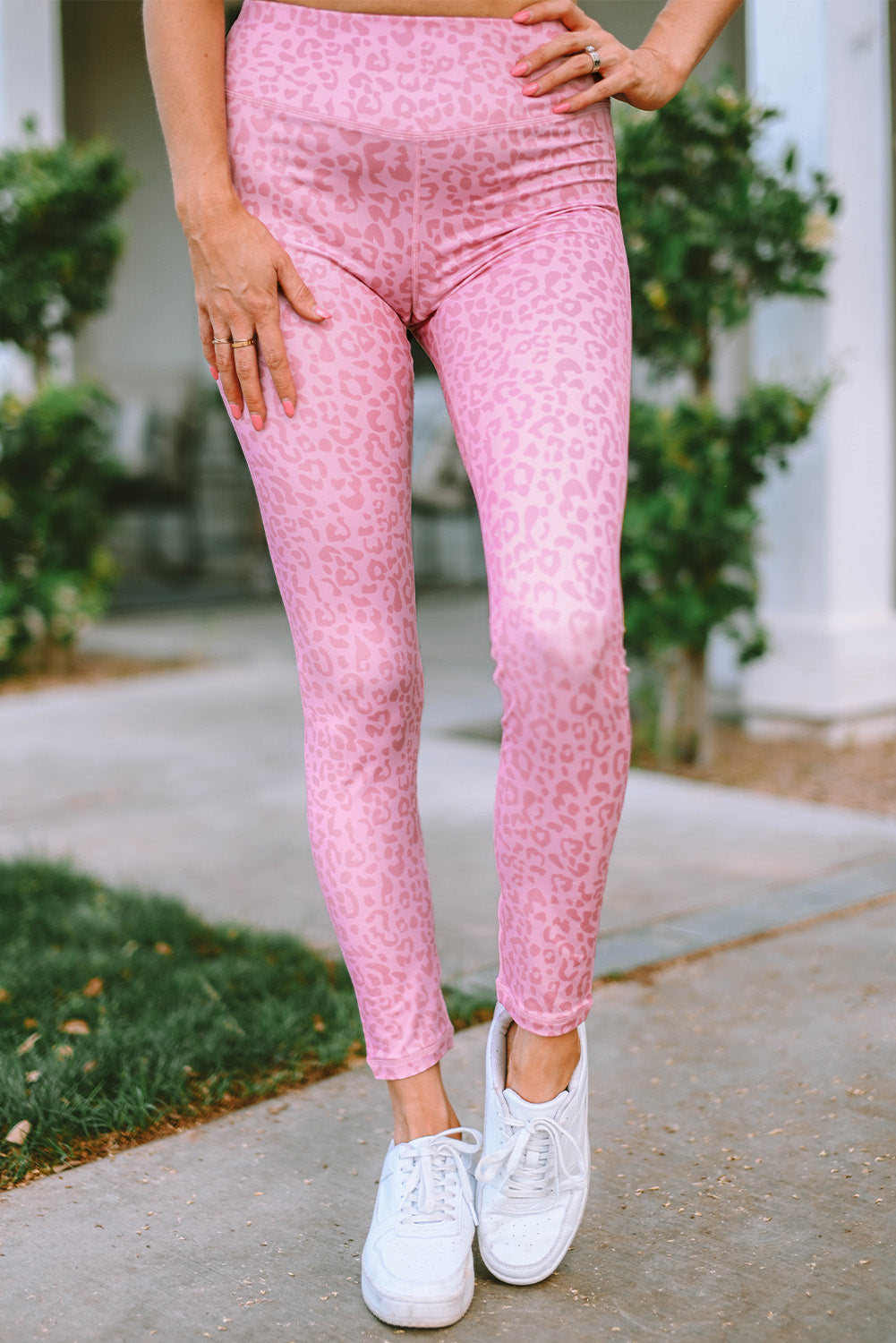Leopard Print Ankle-length Pink High Waist Leggings –