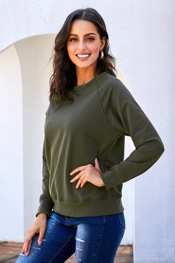 Green French Terry Cotton Blend Sweatshirt