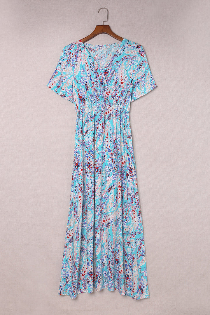 Wickel-Maxikleid mit V-Ausschnitt und Blumenmuster