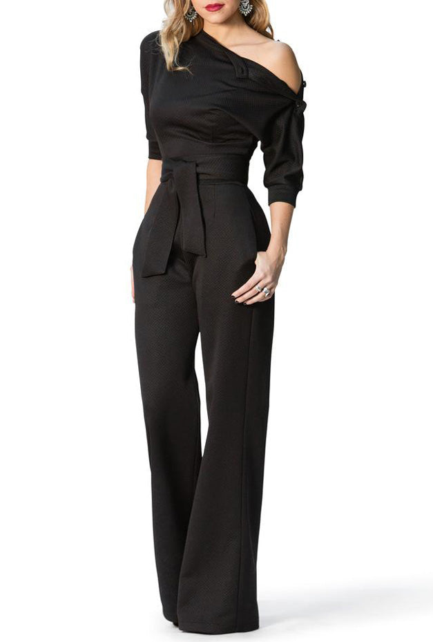 Black dressy jumpsuit clearance