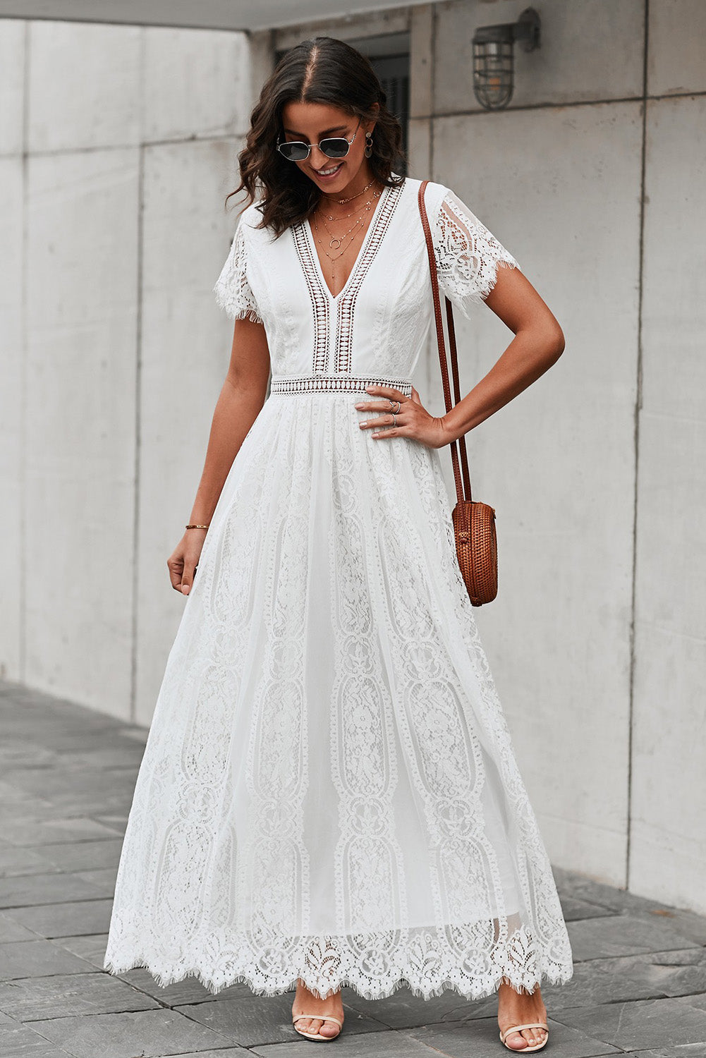 Fill Your Heart White Lace Maxi Dress MB611316-1 – ModeShe