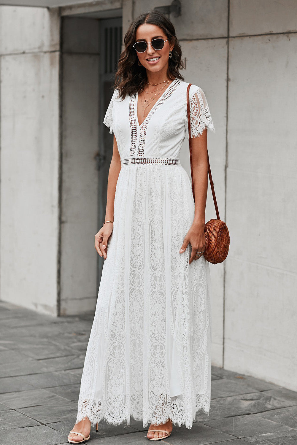 Fill Your Heart White Lace Maxi Dress