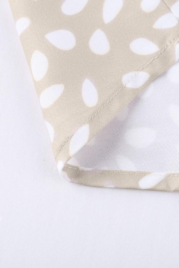 Haut tunique chic à manches retroussées et col en V imprimé animal Chloe abricot