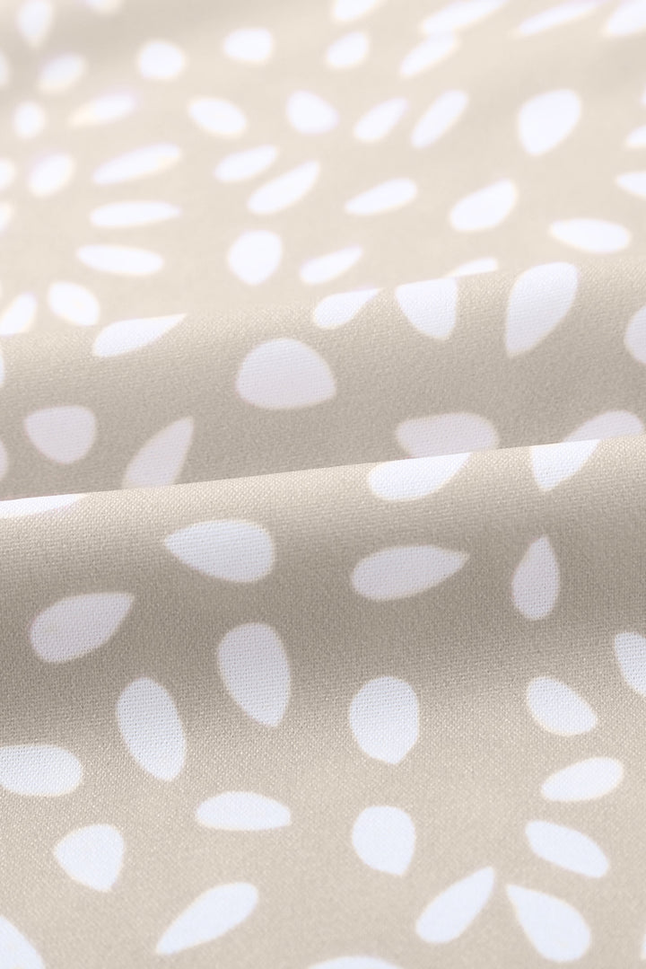 Haut tunique chic à manches retroussées et col en V imprimé animal Chloe abricot