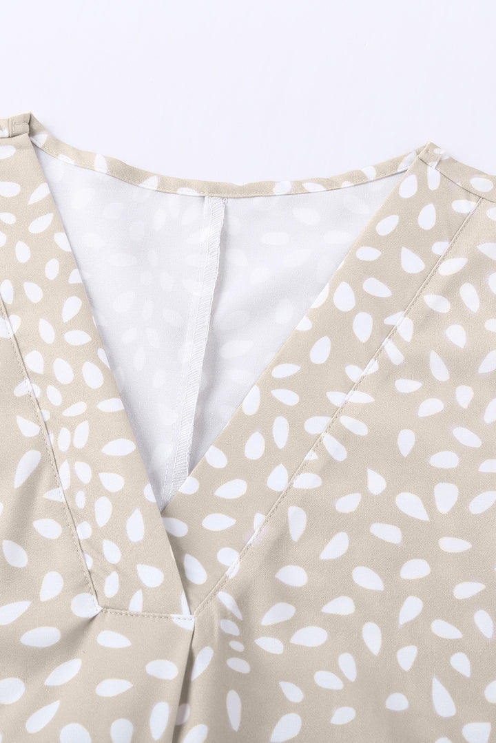 Chic Apricot Chloe Animal Print V-neck Rolled Sleeve Tunic Top