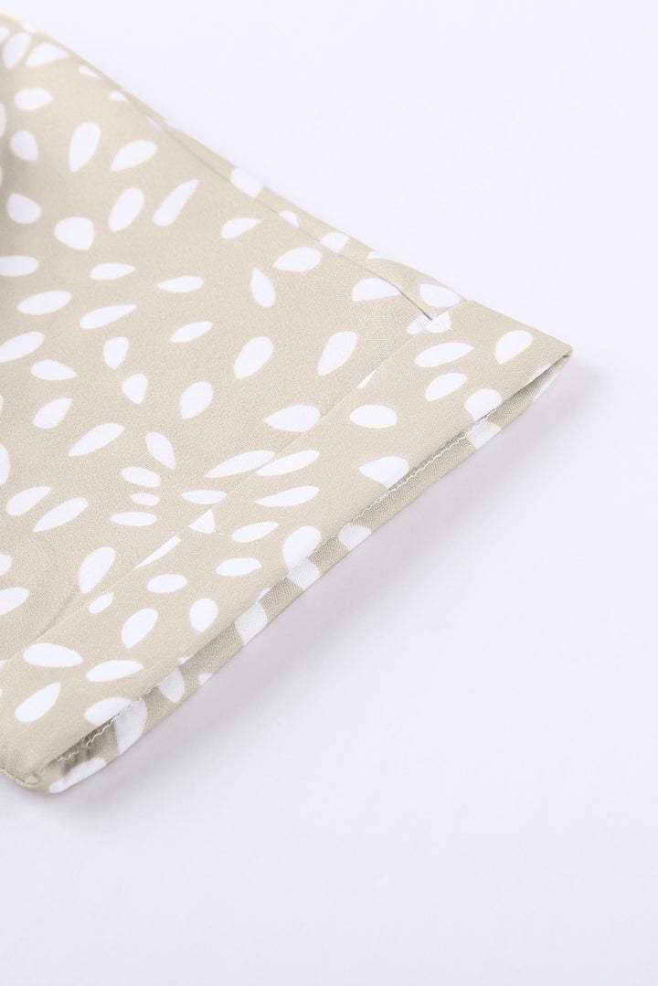 Haut tunique chic à manches retroussées et col en V imprimé animal Chloe abricot