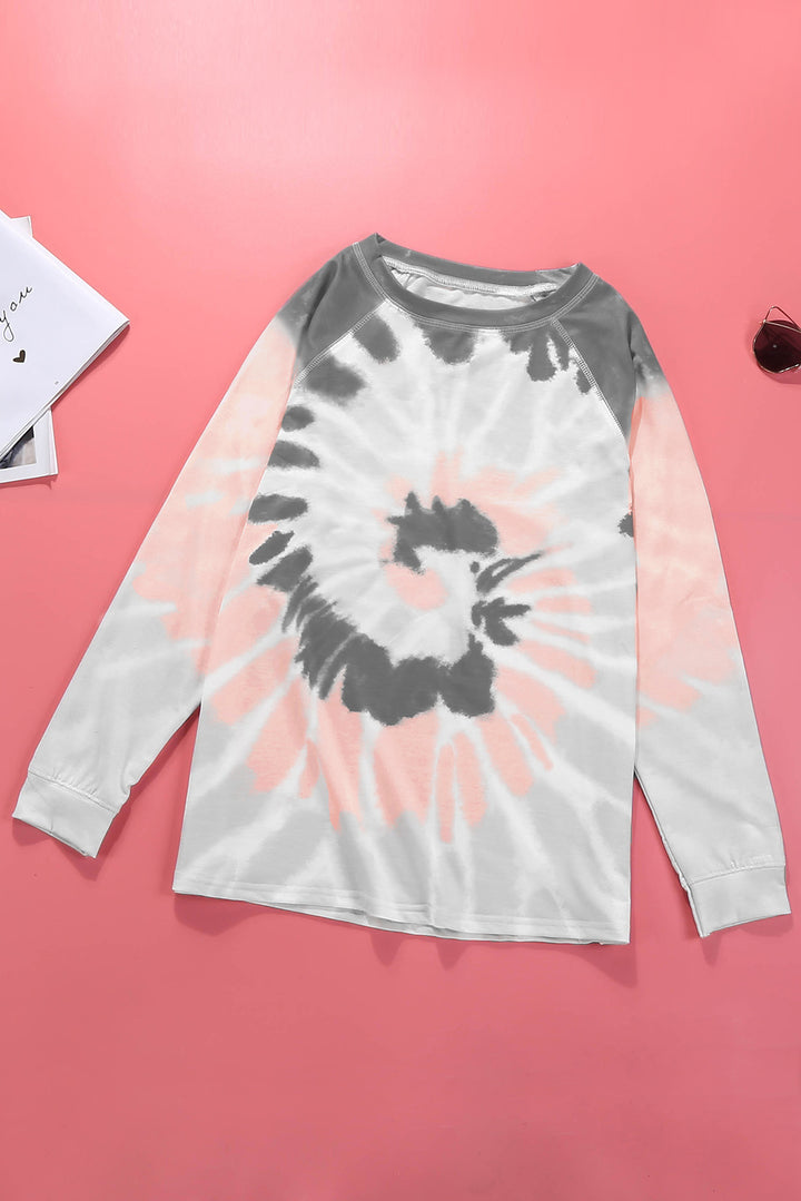 Mehrfarbiges, lockeres, lässiges Sweatshirt mit Ombre-Batikmuster