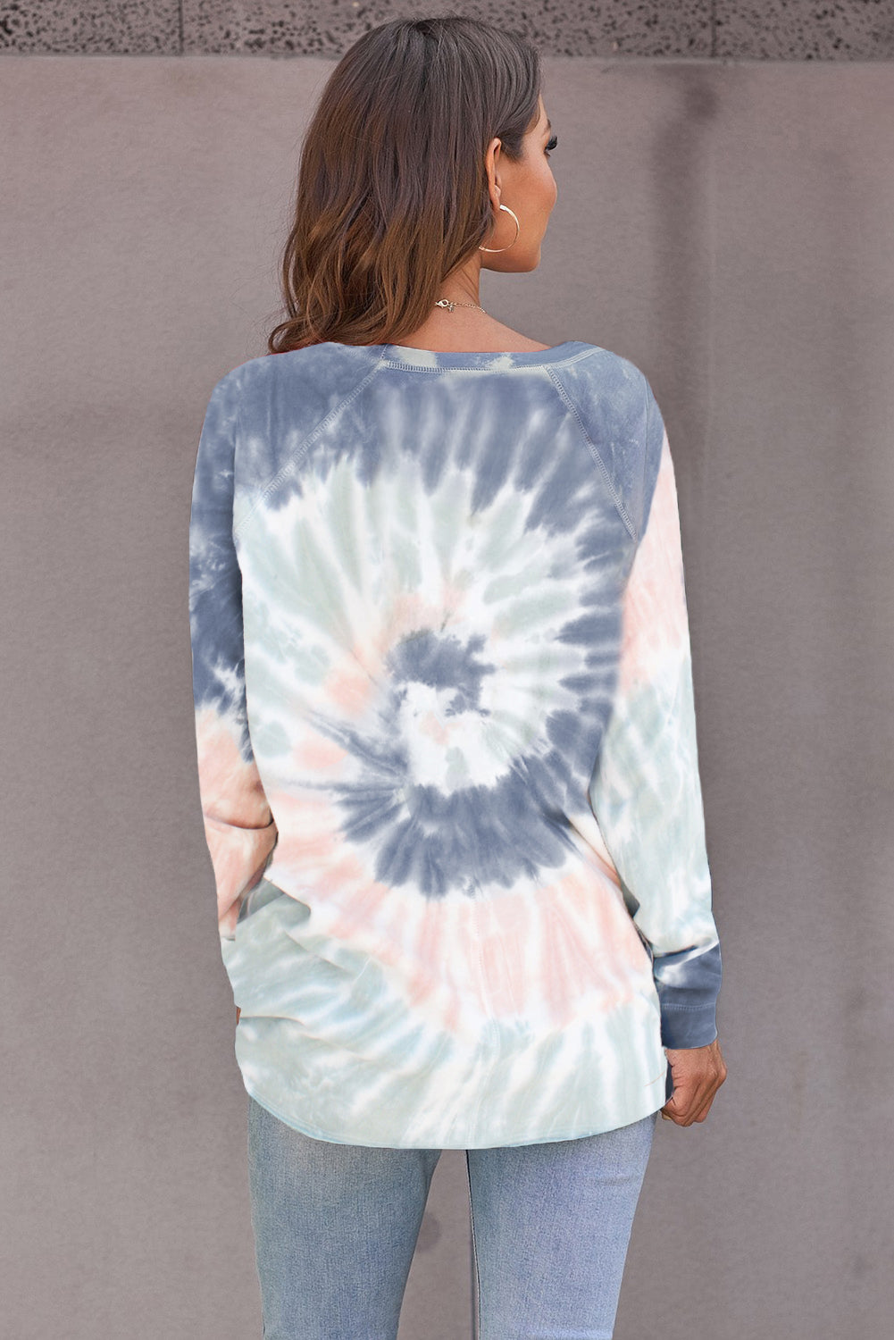 Multicolor Ombre Tie Dye Loose Casual Sweatshirt
