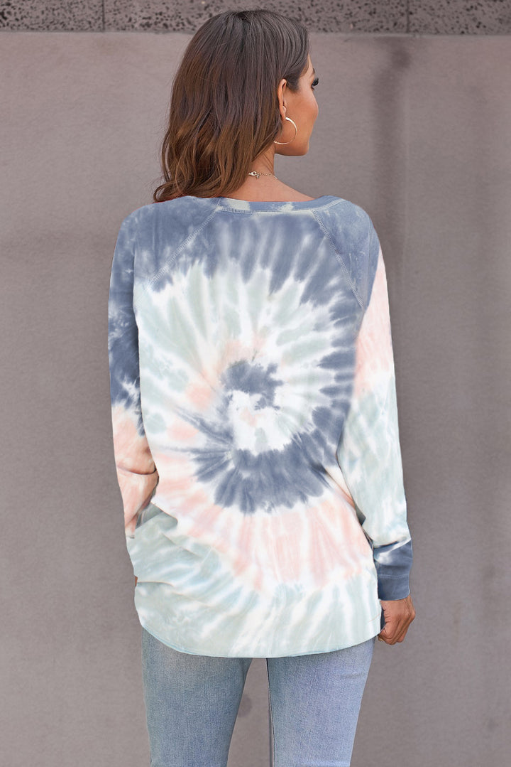 Multicolor Ombre Tie Dye Loose Casual Sweatshirt