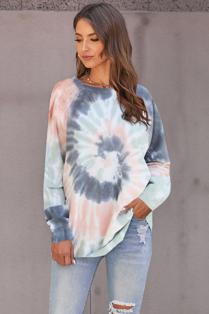 Multicolor Ombre Tie Dye Loose Casual Sweatshirt