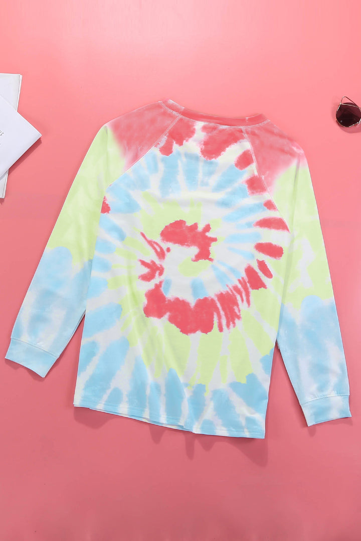 Rosa-blaues Ombre-Batik-Sweatshirt mit lockerer Freizeitgestaltung