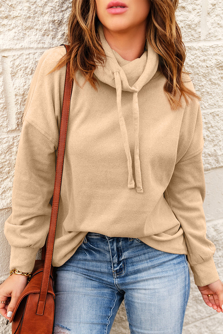Womens Apricot Cowl Neck Drop Shoulder Sweatshirt