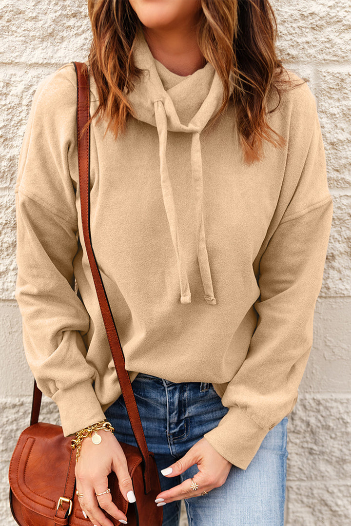 Womens Apricot Cowl Neck Drop Shoulder Sweatshirt