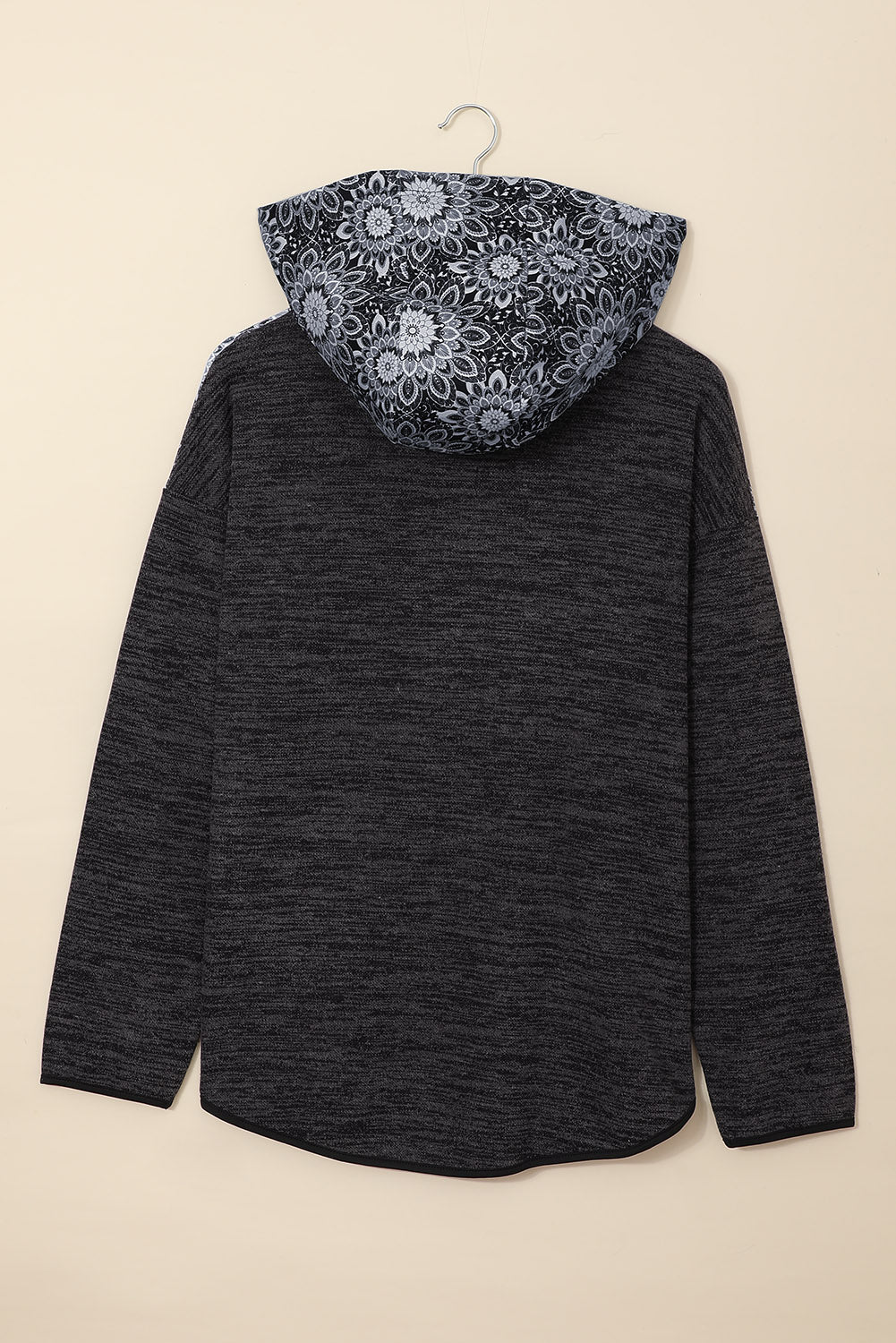 Sweat à capuche décontracté à imprimé tribal noir avec poche vintage