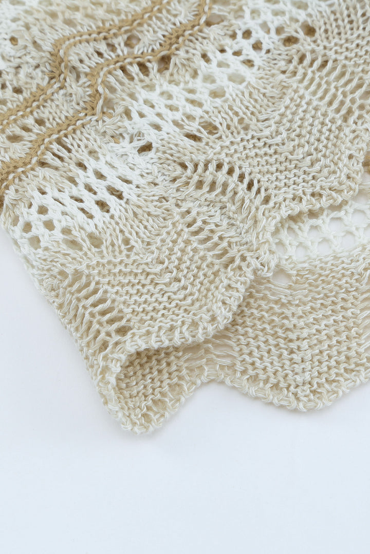 Gewellter Häkelpullover mit Streifen