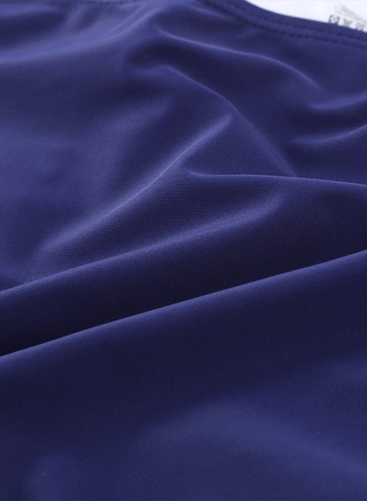 Blaue Badehose mit hoher Taille und ausgehöhlten Seiten für Damen