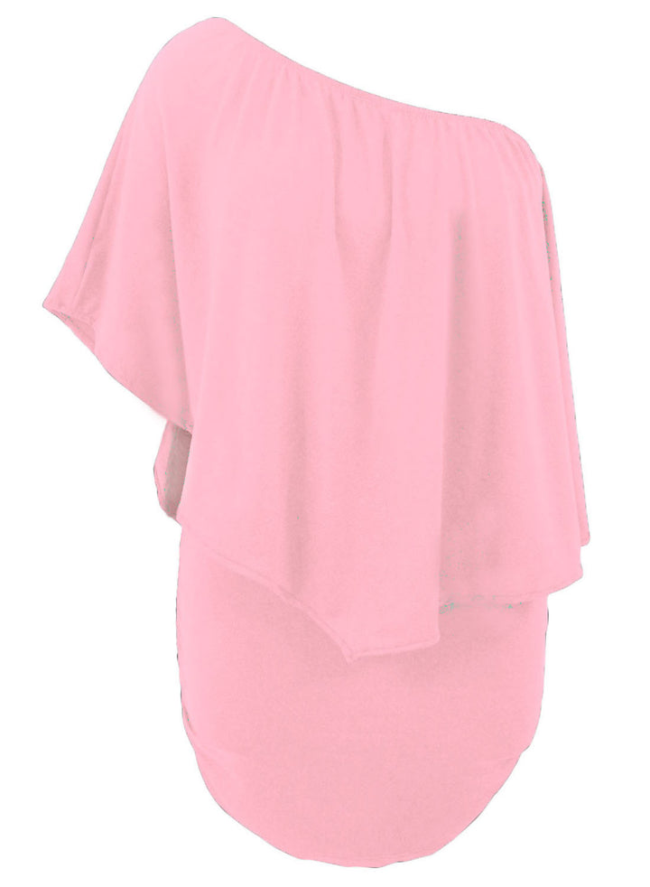 Multiple Dressing Flounced Pink Mini Dress