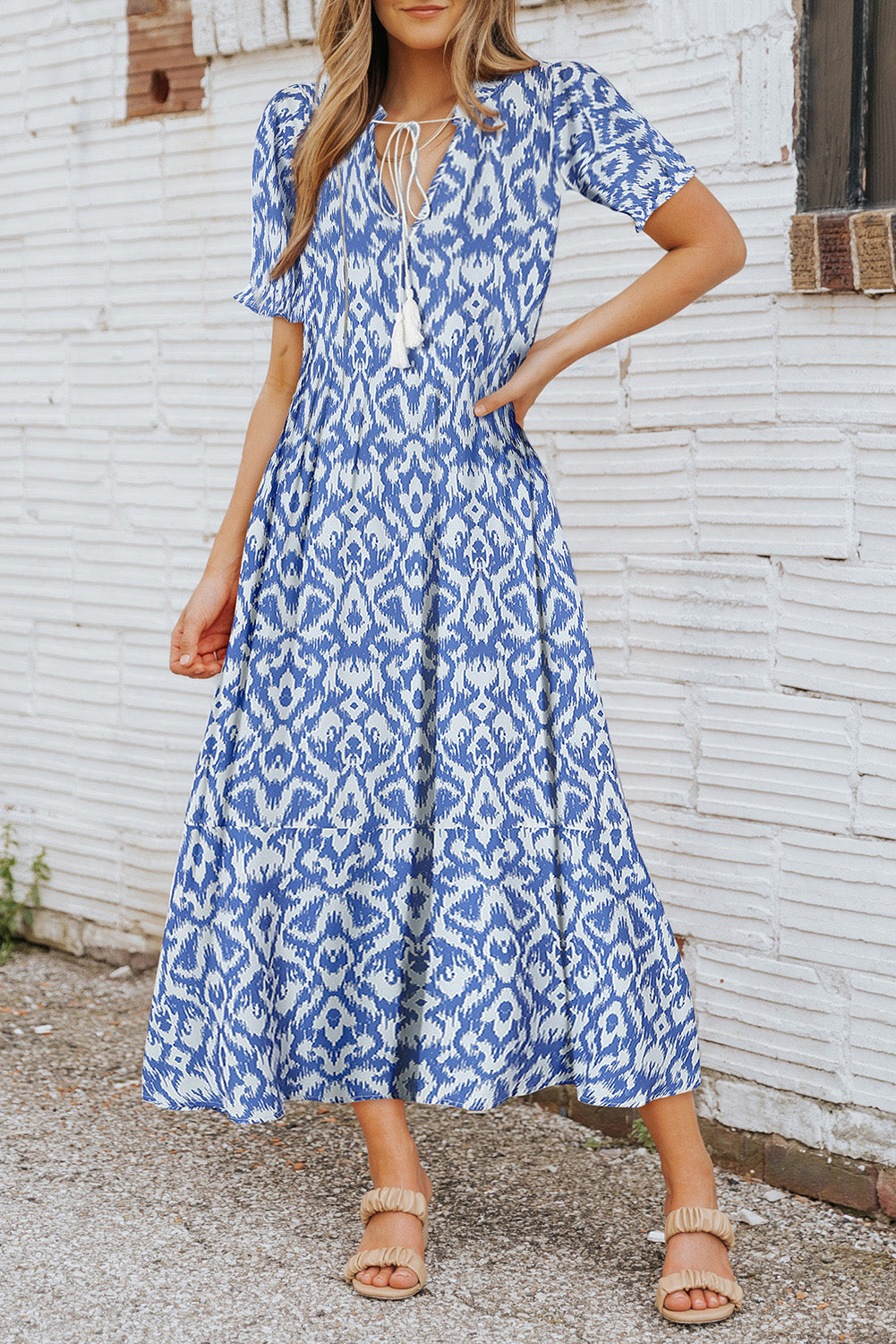 Casual Geometric Print Maxi Dress ModeShe Casual Geometric Print Maxi Dress ModeShe