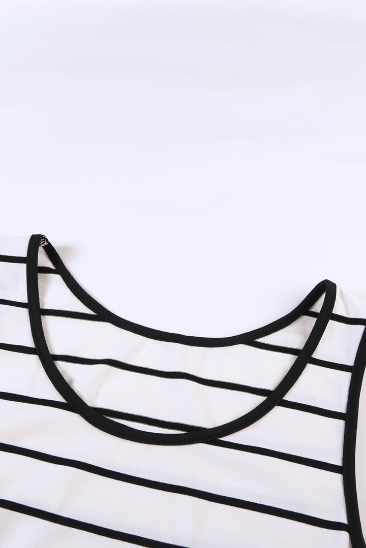 Ärmelloser Lounge-Strampler mit weißen und schwarzen Streifen