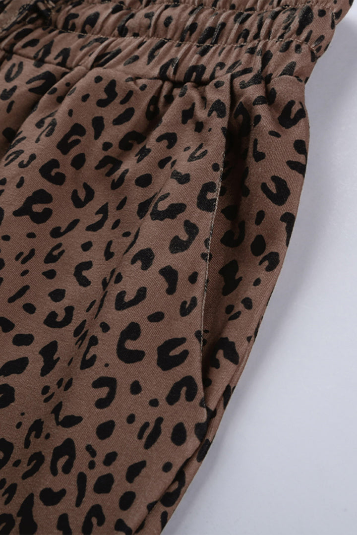Lässige, braune, luftige Jogginghose mit Leopardenmuster für Damen