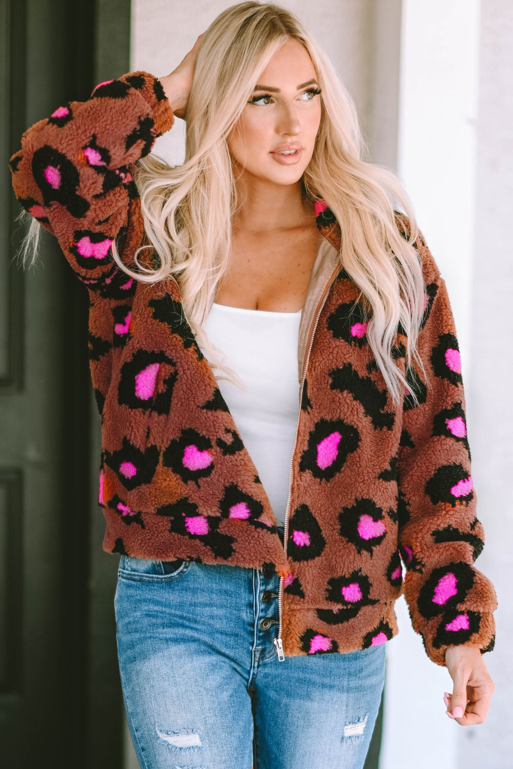 Teddy jacket zip up cheap