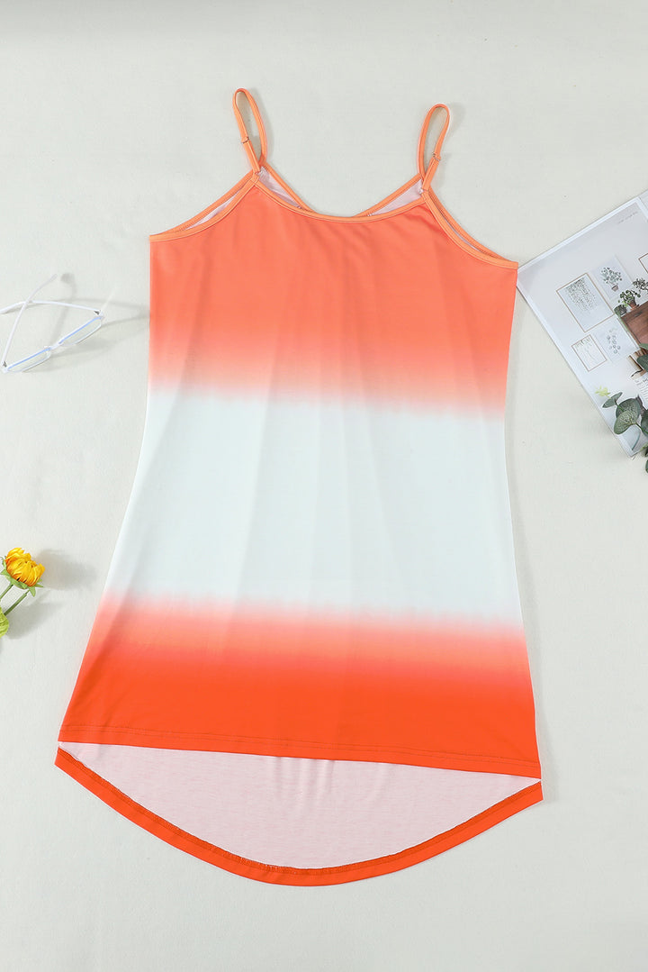 Summer Orange Ombre Tie-dye Sleeveless Flowy Dress