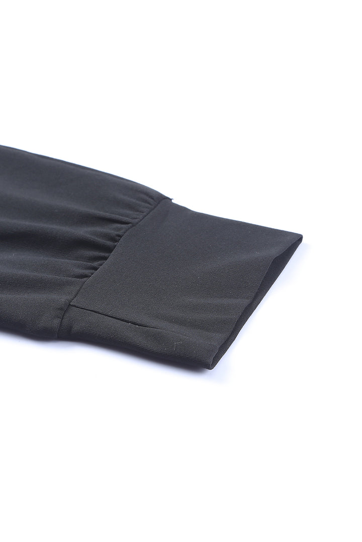 Black Rib Knit High Waist Slit Leggings